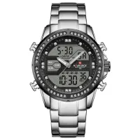 NAVIFORCE NF9190 Mens Watches Top Brand Luxury Stainless Steel Quartz Wrist Watch Men Sports Dual Time Digital Analog Clock